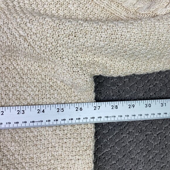 J Peterman Shawl Collar Cardigan Sweater Mens XXL Ivory Cable Knit Cotton - Picture 8 of 9